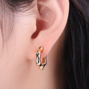18K Gold Filled Bamboo Hoop Earrings